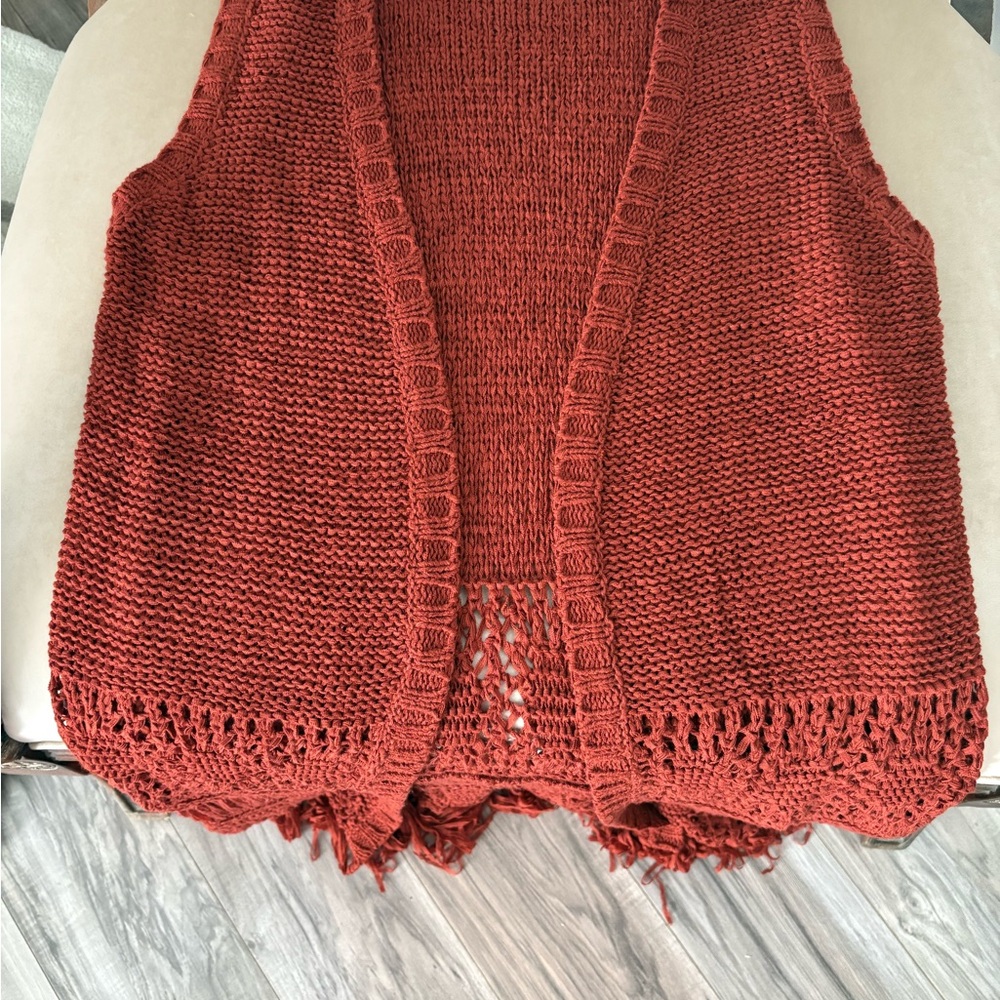 Moon River Terracotta Knit Cardigan Vest